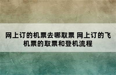 网上订的机票去哪取票 网上订的飞机票的取票和登机流程